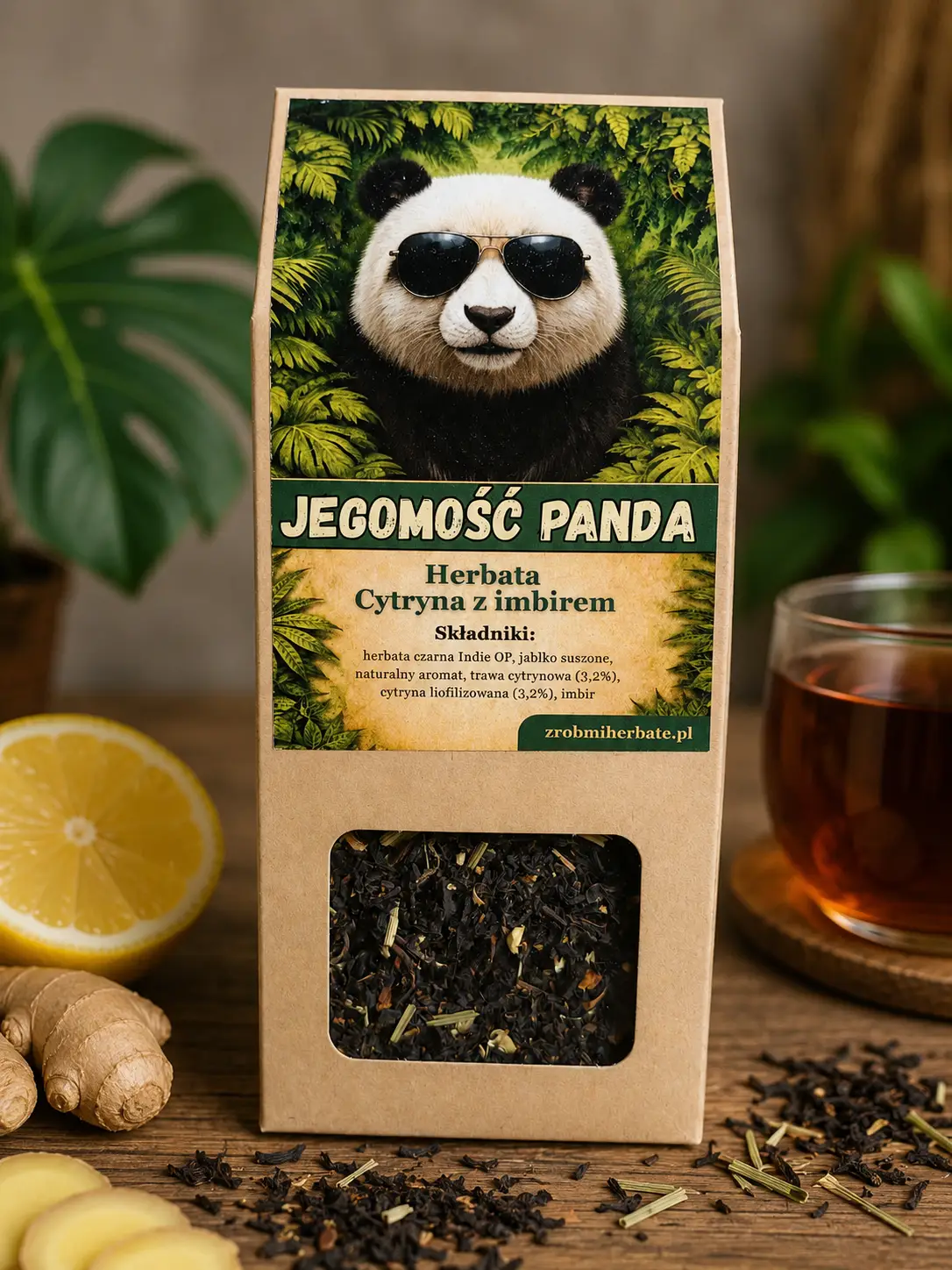 Jegomość Panda - czarna herbata imbirowo-cytrynowa 50g